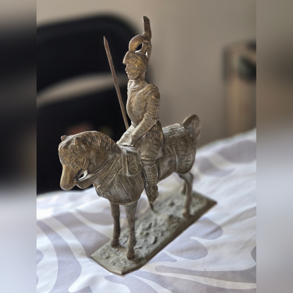 Meatal Knight Soldier On Horseback With Spear